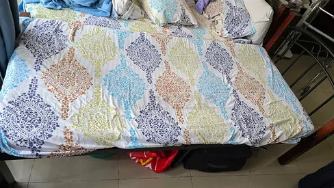 single bed with mattress