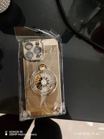 Luxury Gold Mesh iPhone Case with Rhinestone Ring Holder