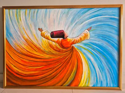 Original hand-painted acrylic artwork of a Whirling Dervish