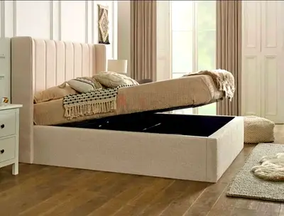 Elegant New Luxury Hydraulic storage King Size 180x200cm bed Upholstered Padded headboard a