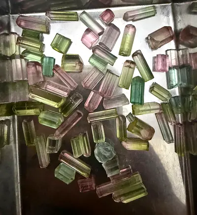 Mixed Watermelon Tourmaline Crystal Cuttings - Small Natural Gem PiecesThis product is a lot of 12.0