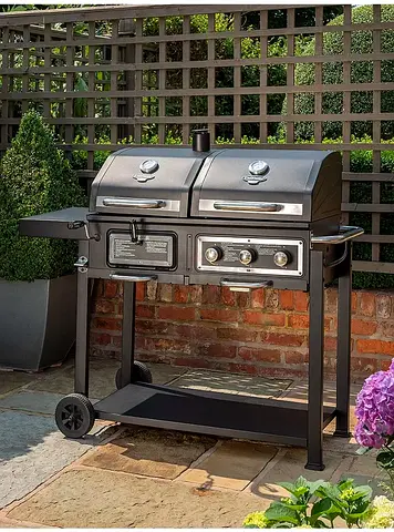 UniFlame Classic 3-Burner Gas & Charcoal BBQ Grill Warming Rack