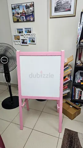 IKEA Mala Pink double-sided kids easel with whiteboard and chalkboard