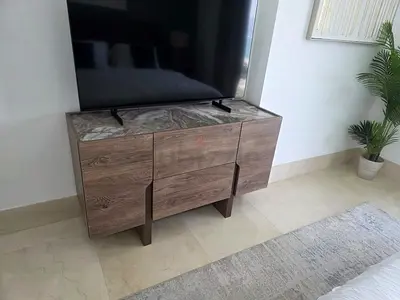 Modern wooden TV cabinet / entertainment console - good condition