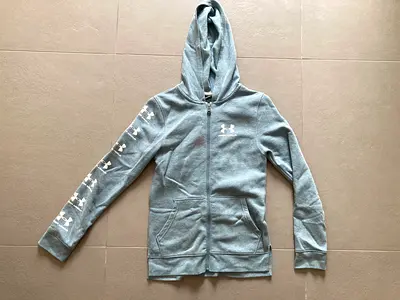 Girls' light blue zipper sweater with hoodie Under Armour