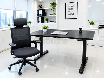 Adjustable Standing Desk with Ergonomic Office Chair - Black