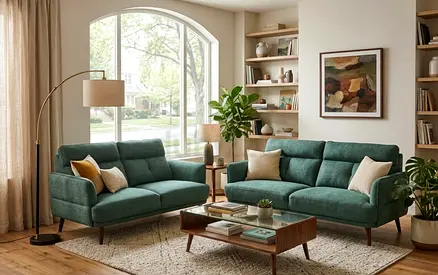 Green 3+2seater Sofa and  - Good Condition