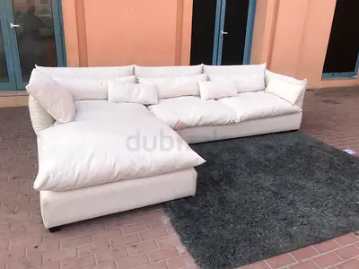 High-quality Marina Home Feather 🪶 filled L Shape Sofa Beige