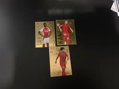 Three Gold Football Trading Cards - Arsenal, Bayern, Liverpool Players