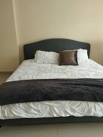 Clean and good bed. size 1.60 /2.10 upholstered bed frame with headboard - dark grey