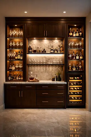 Modern Dark Wood Home Bar Cabinet