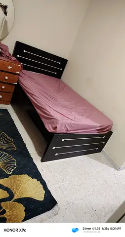Single bed frame with headboard and footboard - black