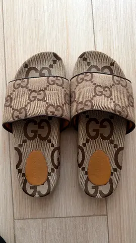 Gucci GG Monogram Slide Sandals - Beige/Brown, Size Unknown