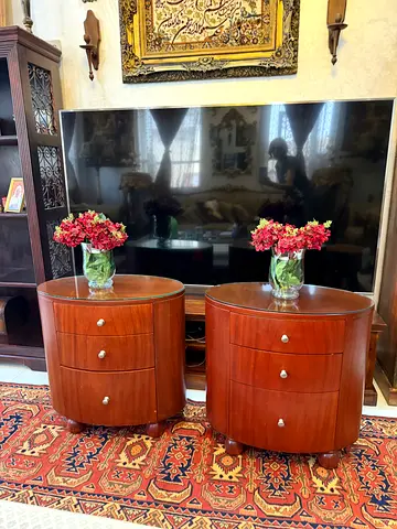 Pair of round wooden side tables/nightstands in good condition