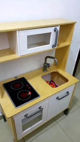 Wooden Play Kitchen with Oven, Sink and Microwave - Good Condition