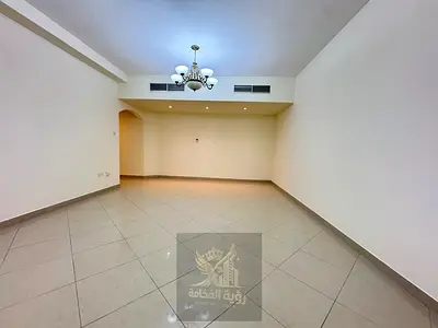 Two bedroom apartment with living room for annual rent in Al Majaz 3. Includes 3 bathrooms, a master maid room, free gym and swimming pool. Payment in