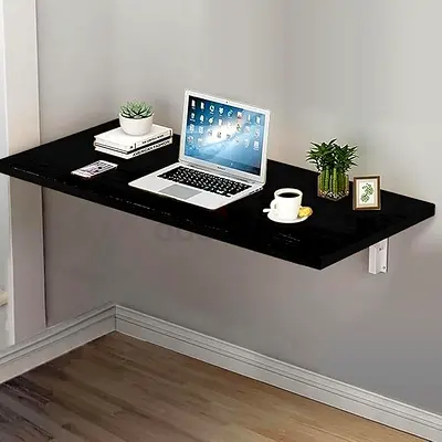 Wall-mounted Floating Desk / Foldable Wall Table - Black 110cm(L)x58cm(H) aprox.