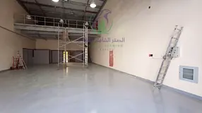 3,500 sq ft warehouse in Industrial Area 5 with 35% mezzanine, office, kitchen, bathroom, 25 KW elec