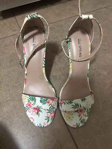 Call It Spring Floral Ankle-Strap Heels - Size 39, Good Condition