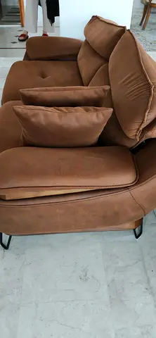 Modern Brown Suede Sofa with Plush Cushions