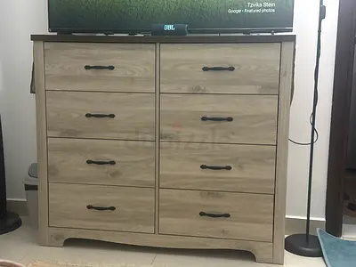 Modern 8-Drawer Wooden Dresser with Metal Handles