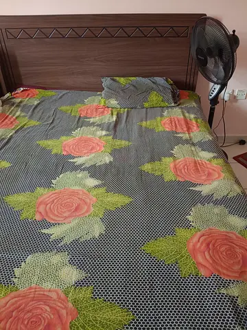 Wooden double bed with headboard - good condition