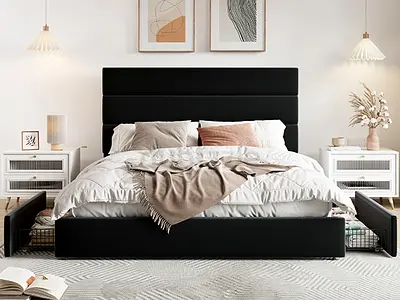 Modren stylish brand new king size bed with madical mattress with storage bed available