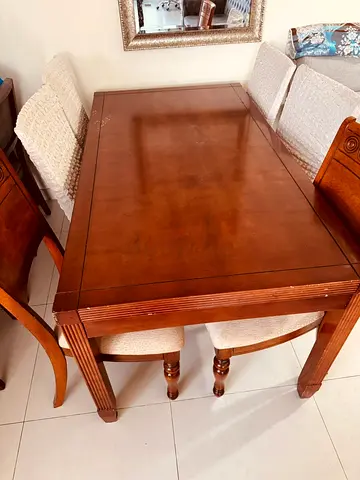 Solid Wood Dining Table with 6 Chairs - Classic Design