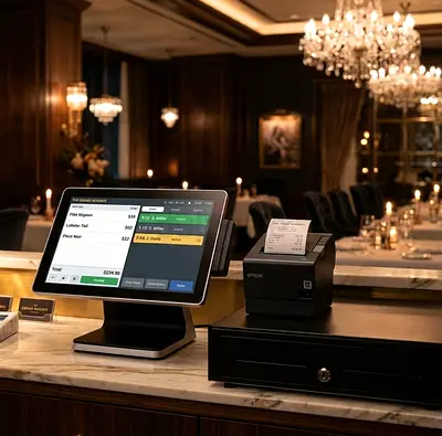 POS System with Tablet, Receipt Printer and Cash Drawer - Ready for Restaurant Use