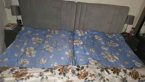 Grey upholstered singal bed  in good condition