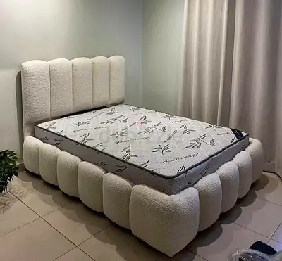 New High Quality Fabric Luxury Queen size Bed with spring mattress available