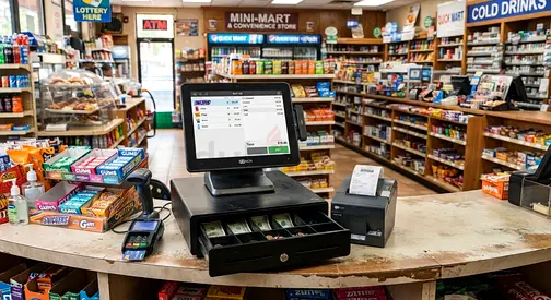Used POS System with Receipt Printer and Cash box  - Ready for Store Use