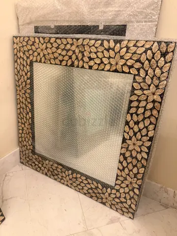 Ornate shell-inlay decorative mirror