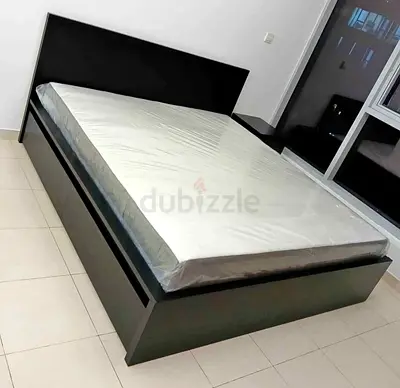 Ikea malm black queen size bed including ikeam mattress and storage drawers also