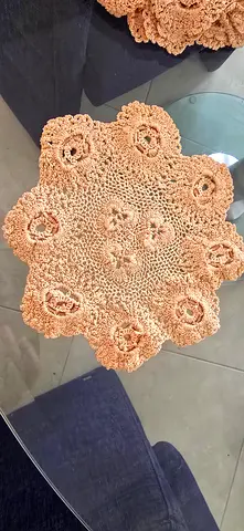 Handmade crocheted table doily - beige, 6 pieces