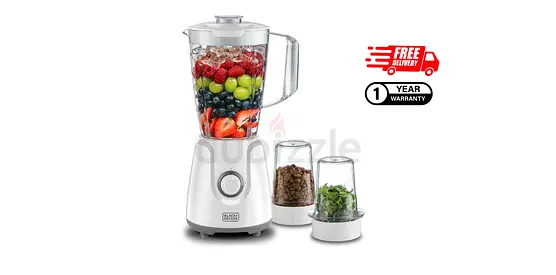 Black Decker 400W Blender With Grinder Mill & Chopper Mill White  Bx4000-B5