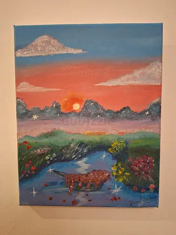 Hand-painted landscape acrylic on canvas — original framed artwork