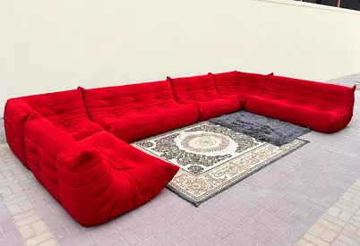 Iconic Red Togo Sofa Set  Luxury & Vintage