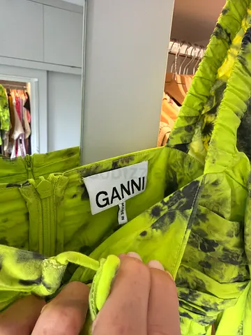 Ganni neon green beach dress