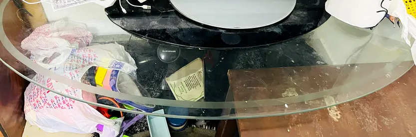 Glass Top Computer Desk with Metal Frame - Used, Good Condition
