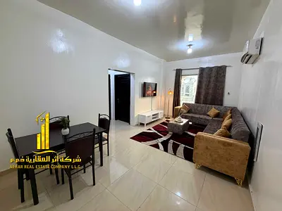 Luxury apartment, second occupancy, one bedroom, living room with open balcony. Ajman, Al Muwaihat 2. Fully furnished, for monthly rent.