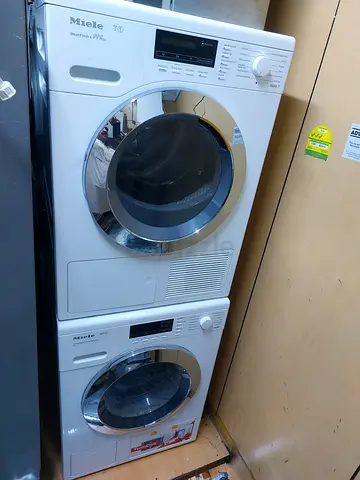 Miele front load washer and tumble dryer set - white, good condition