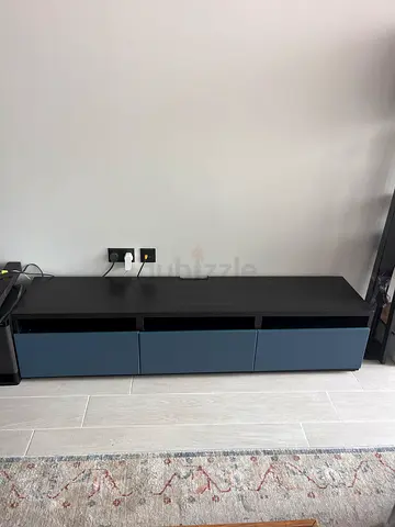 IKEA BESTÅ Low modern TV unit / media console in black and blue