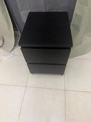 Small black 2-drawer bedside cabinet / nightstand