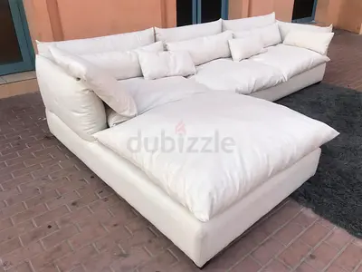 Feather 🪶 filled Marina Home L Shape Sofa Beige