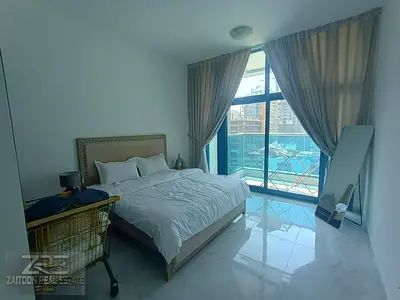 غرفة نوم واحدة مفروشة | برج سيدني JVC | الوصول إلى الشرفة والمسبح