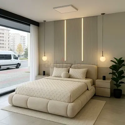 Modern Upholstered Bed Frame with Integrated Nightstands