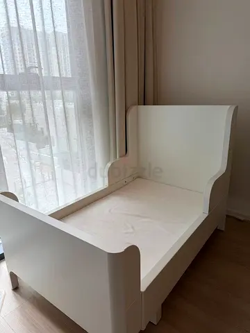 IKEA BUSUNGE Extendable bed, white, 80x200 cm WITH MATTRESS