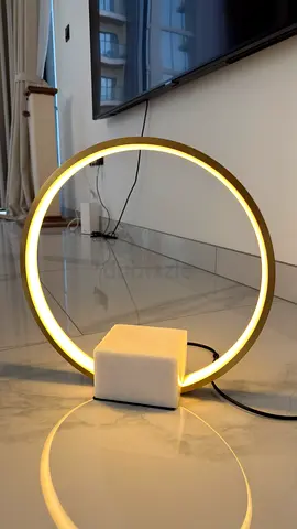 Modern circular LED table lamp with fabric base - warm white