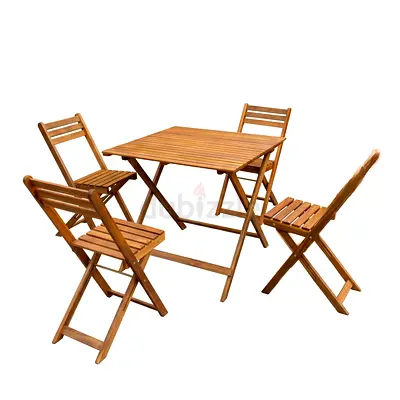 Wooden Folding Bistro Table with 4 Folding Chairs - Compact Patio Set-Free Home Delivery